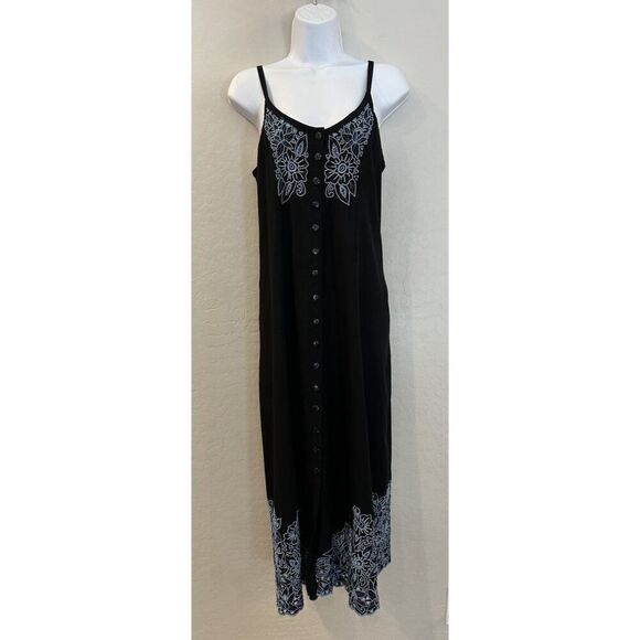 Y2K Button Down Embroidered Lace Bohemian Dress 90’s Western - Picture 1 of 15